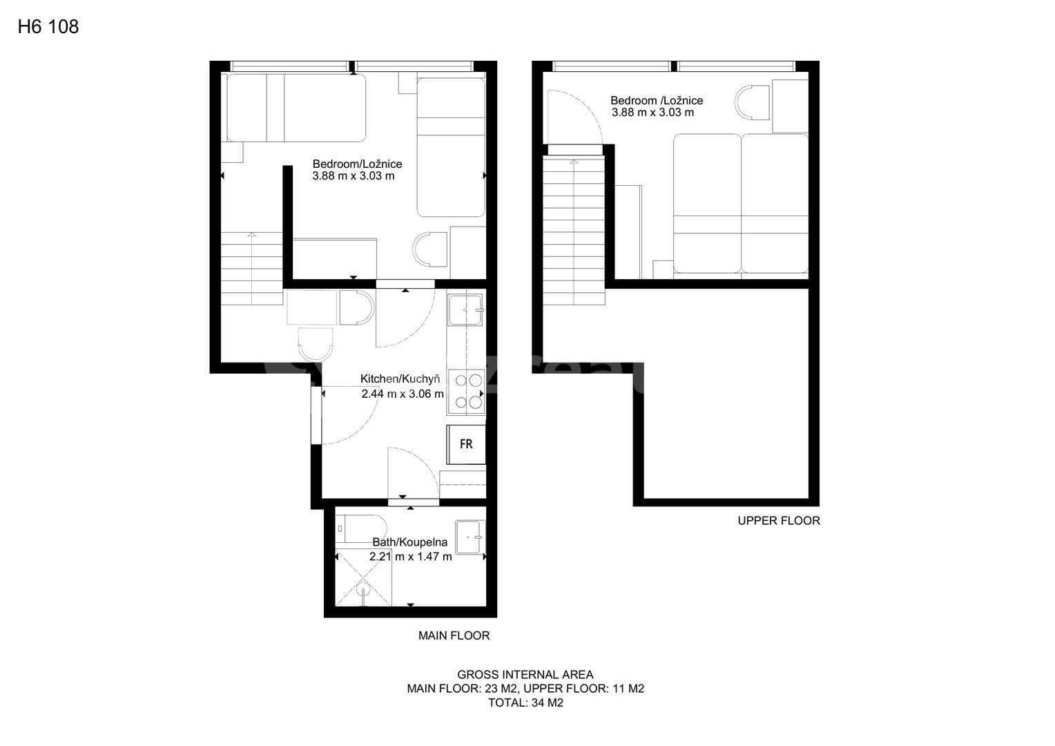 Pronájem bytu 2+1 30 m², Hybešova, Brno, Jihomoravský kraj Pronájem bytu 2+1 30 m², Hybešova, Brno, Jihomoravský kraj