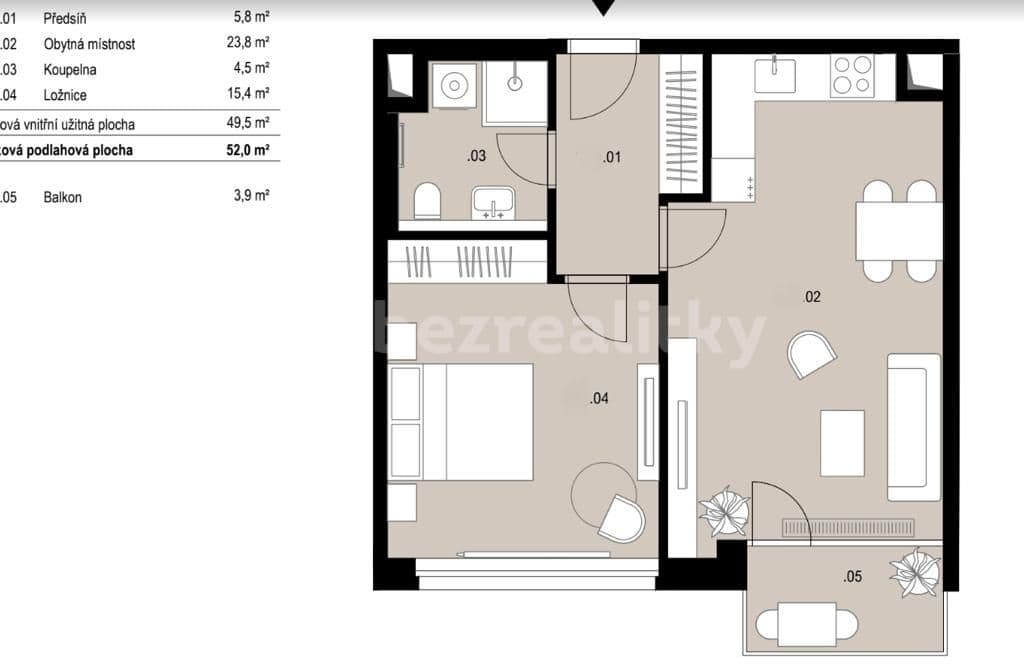 Pronájem bytu 2+kk 56 m², V Háji, Praha, Praha Pronájem bytu 2+kk 56 m², V Háji, Praha, Praha