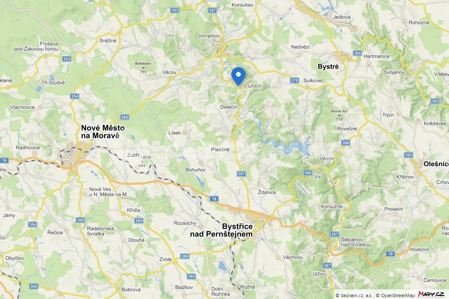Prodej domu 100 m², pozemek 529 m², Unčín, Kraj Vysočina