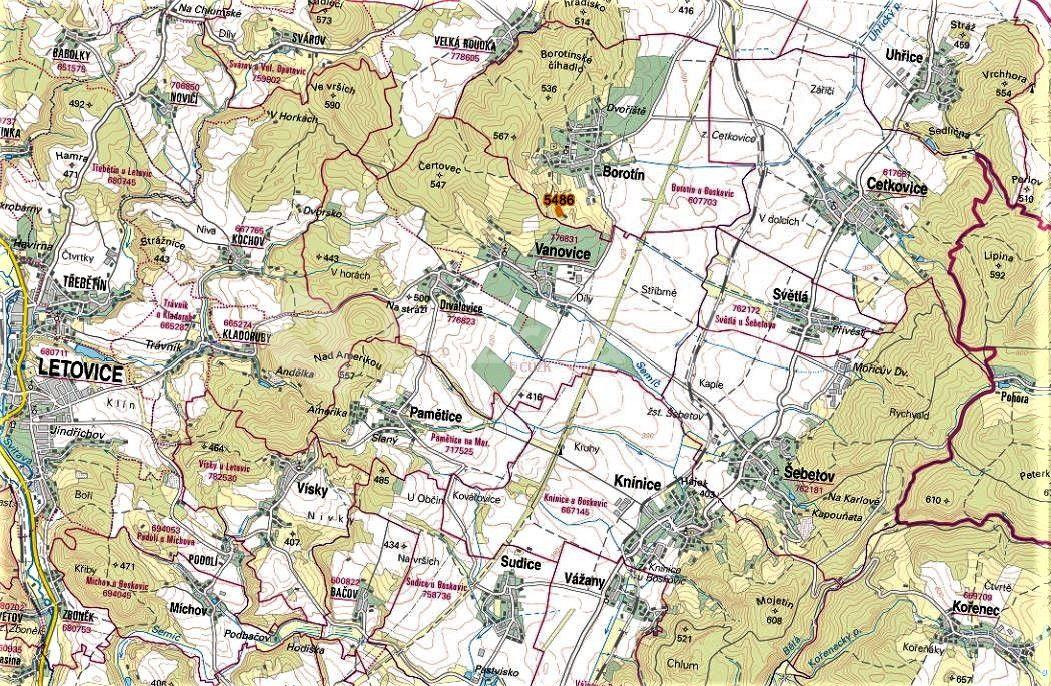 Prodej pozemku 4.646 m², Borotín, Jihomoravský kraj