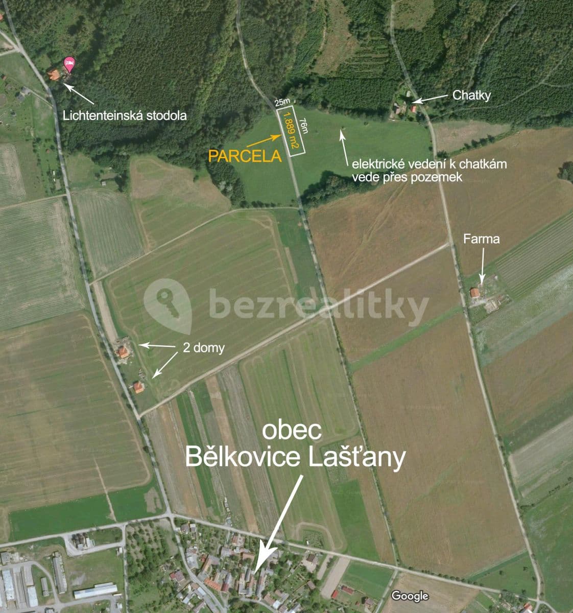 Prodej pozemku 1.900 m², Bělkovice-Lašťany, Olomoucký kraj
