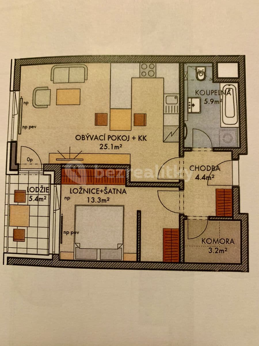 Pronájem bytu 2+kk 54 m², Drnovská, Praha, Praha Pronájem bytu 2+kk 54 m², Drnovská, Praha, Praha