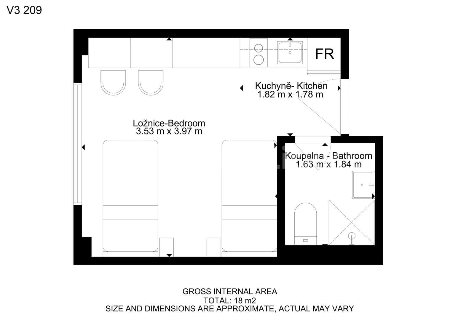 Pronájem bytu 1+kk 17 m², Hybešova, Brno, Jihomoravský kraj Pronájem bytu 1+kk 17 m², Hybešova, Brno, Jihomoravský kraj