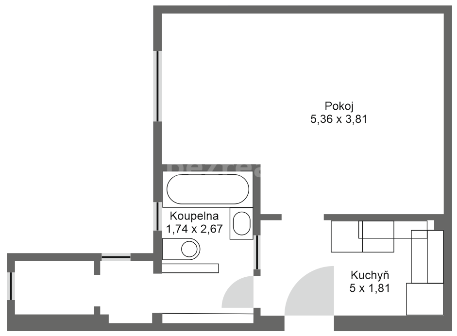 Prodej bytu 1+1 34 m², Stroupežnického, Ústí nad Labem, Ústecký kraj