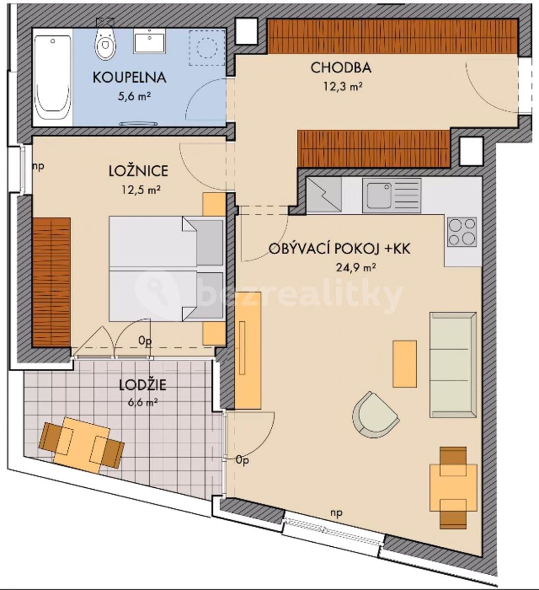 Pronájem bytu 2+kk 57 m², U Sluncové, Praha, Praha Pronájem bytu 2+kk 57 m², U Sluncové, Praha, Praha