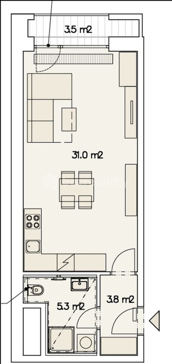 Pronájem bytu 1+kk 41 m², U Červeného mlýna, Brno, Jihomoravský kraj Pronájem bytu 1+kk 41 m², U Červeného mlýna, Brno, Jihomoravský kraj