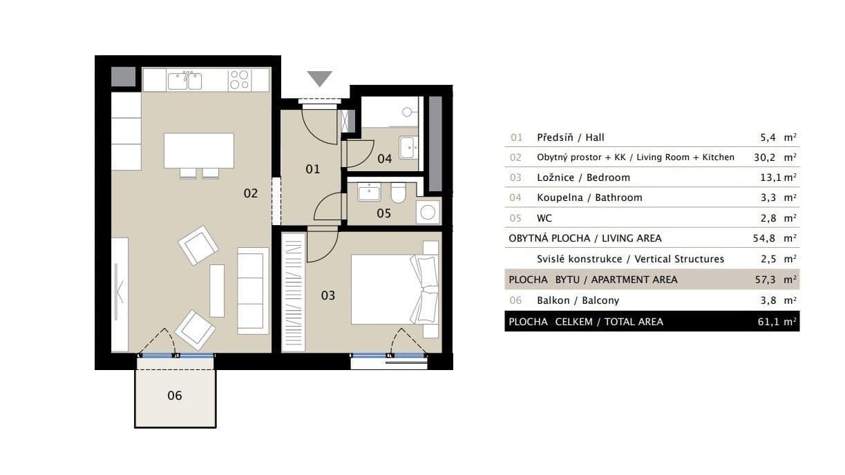 Pronájem bytu 2+kk 61 m², Křižíkova, Praha, Praha Pronájem bytu 2+kk 61 m², Křižíkova, Praha, Praha
