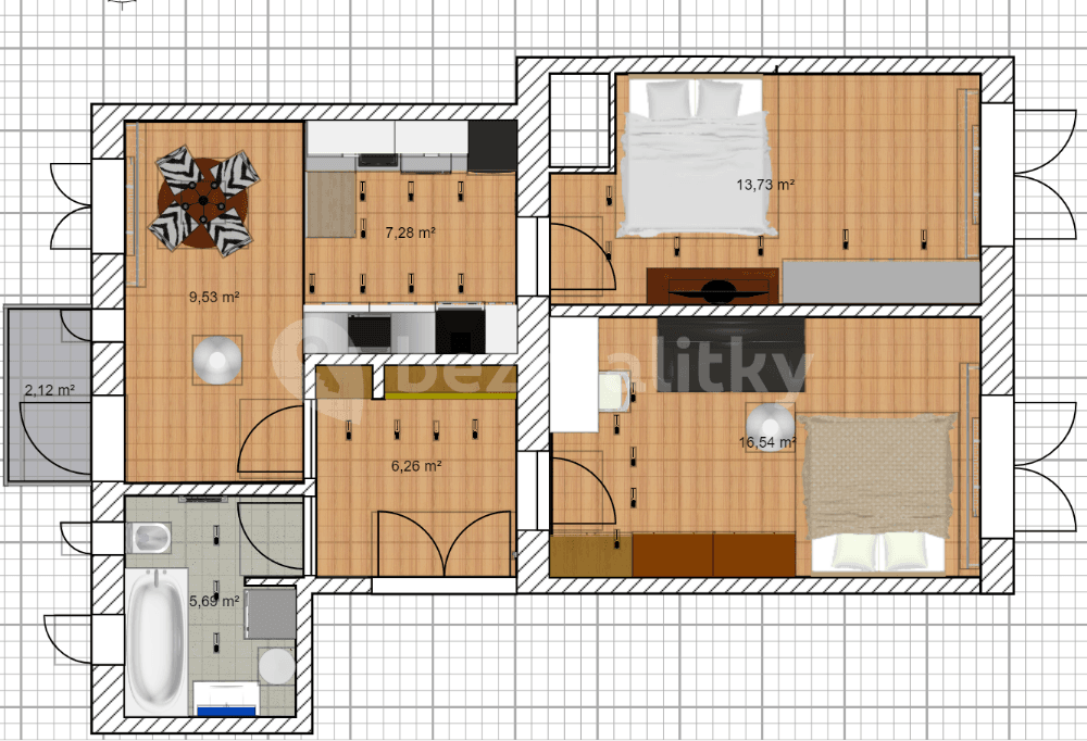 Pronájem bytu 3+kk 66 m², Haškova, Praha, Praha Pronájem bytu 3+kk 66 m², Haškova, Praha, Praha