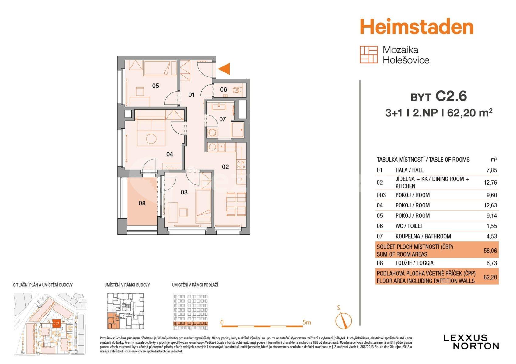 Pronájem bytu 3+kk 58 m², U Pergamenky, Praha, Praha