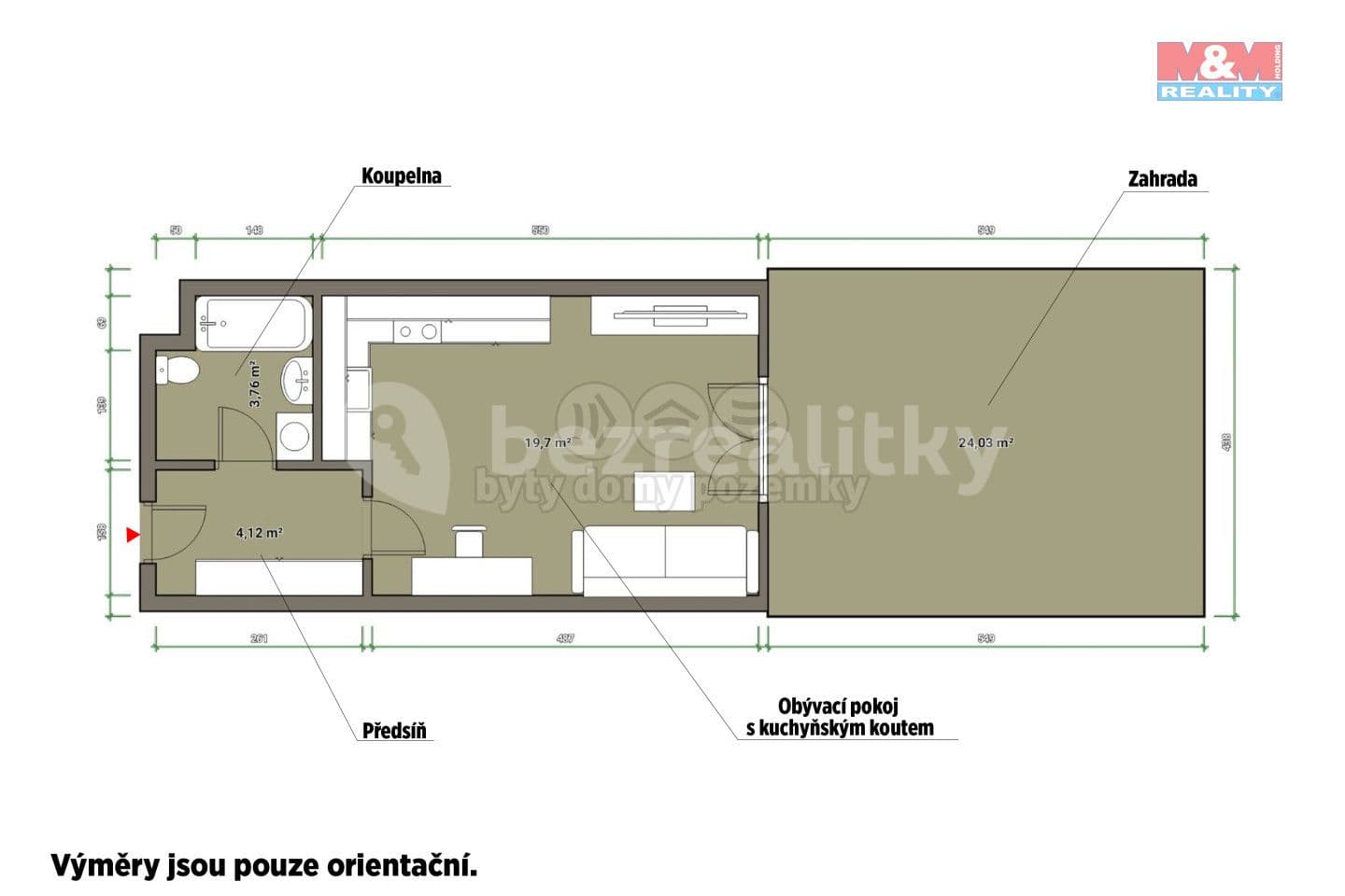 Prodej bytu 1+kk 27 m², Vinařská, Beroun, Středočeský kraj