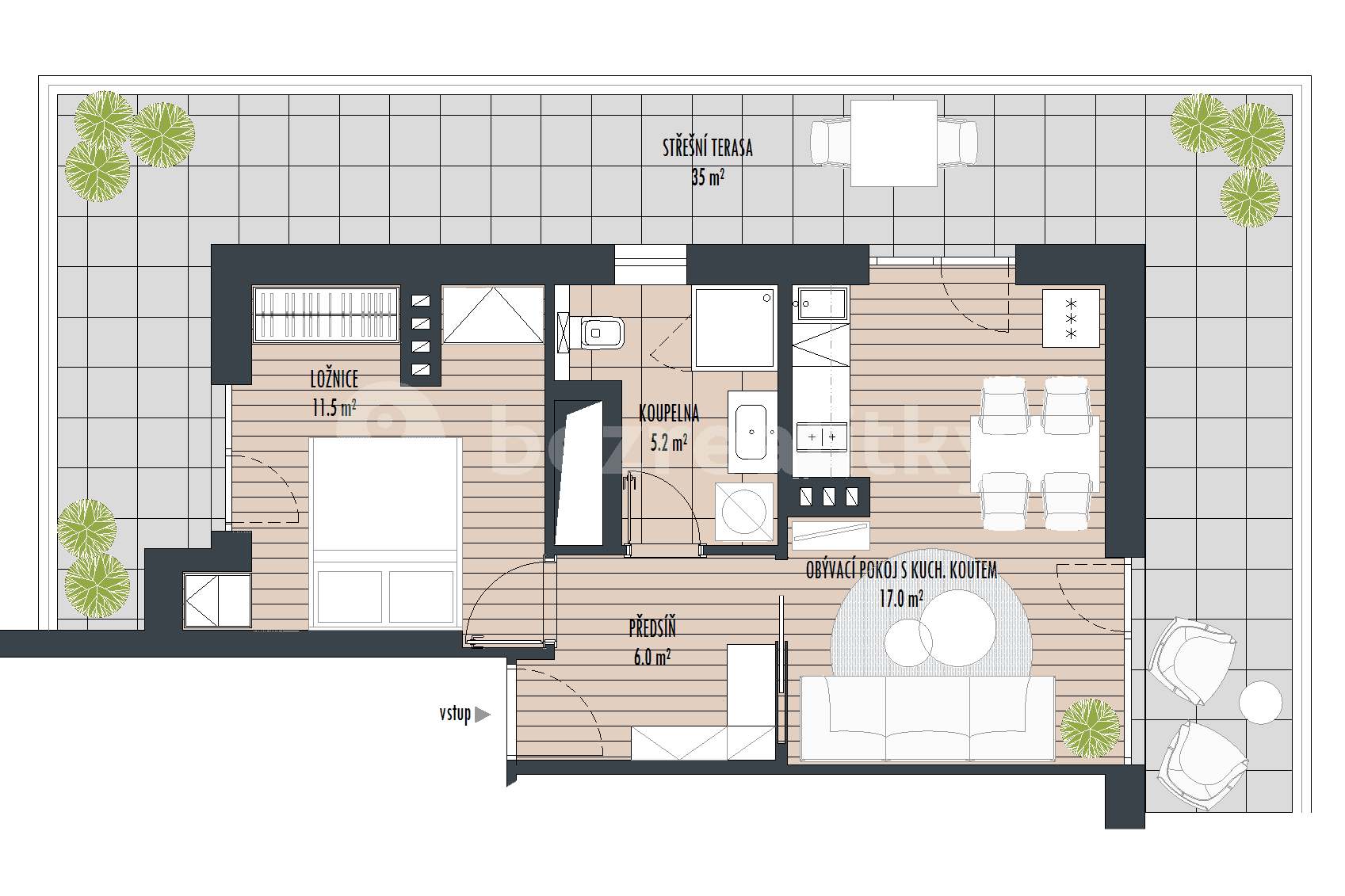 Pronájem bytu 2+kk 40 m², Nad Ondřejovem, Praha, Praha Pronájem bytu 2+kk 40 m², Nad Ondřejovem, Praha, Praha