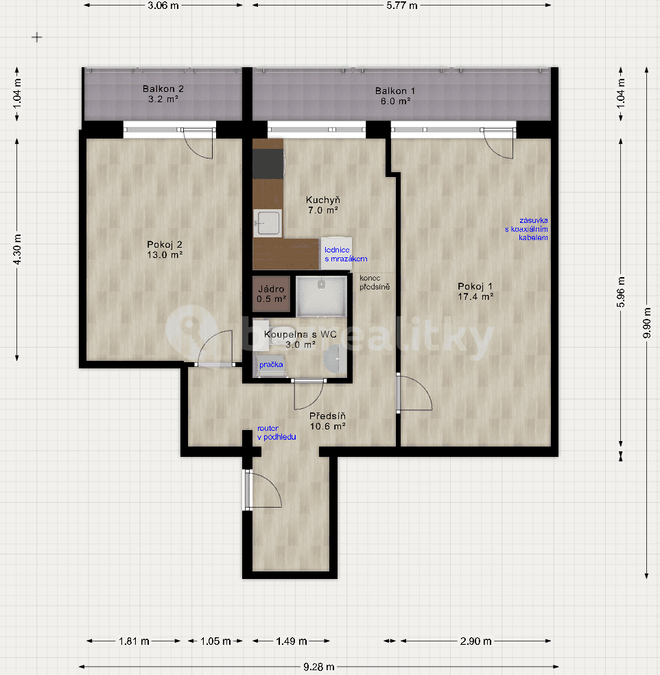 Pronájem bytu 2+1 63 m², Benešovská, Kladno, Středočeský kraj Pronájem bytu 2+1 63 m², Benešovská, Kladno, Středočeský kraj