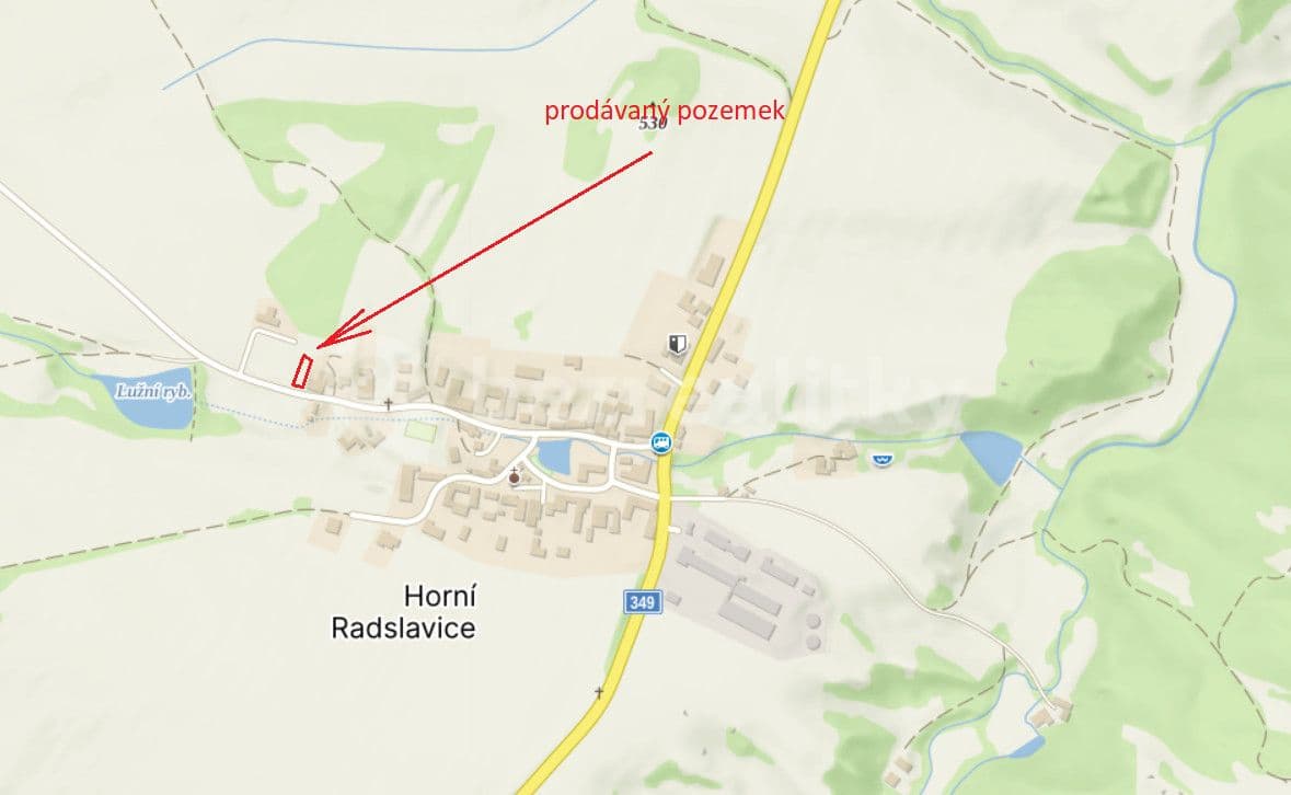 Prodej pozemku 1.163 m², Horní Radslavice, Kraj Vysočina