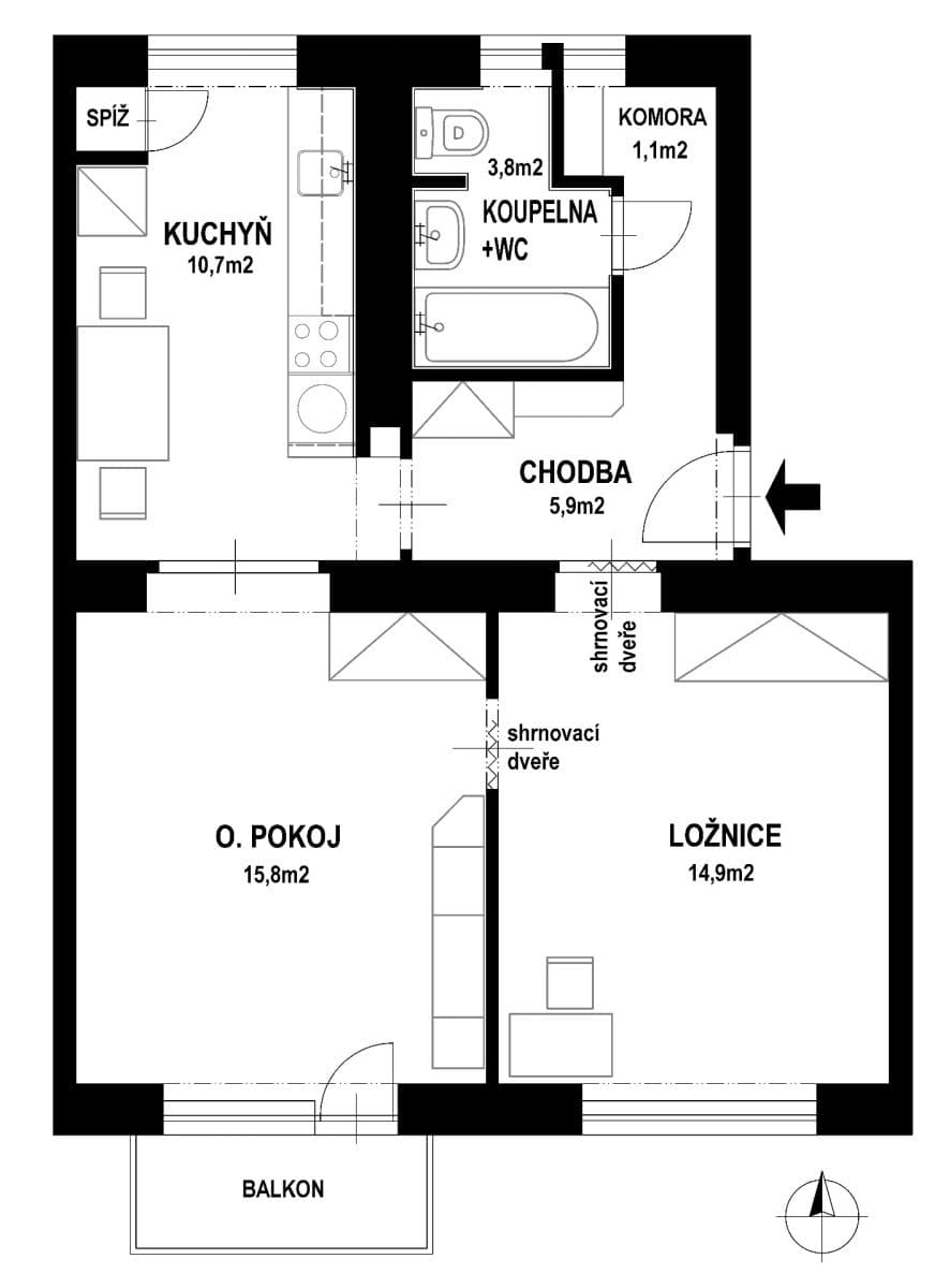 Pronájem bytu 2+1 52 m², Vodárenská, Kladno, Středočeský kraj Pronájem bytu 2+1 52 m², Vodárenská, Kladno, Středočeský kraj