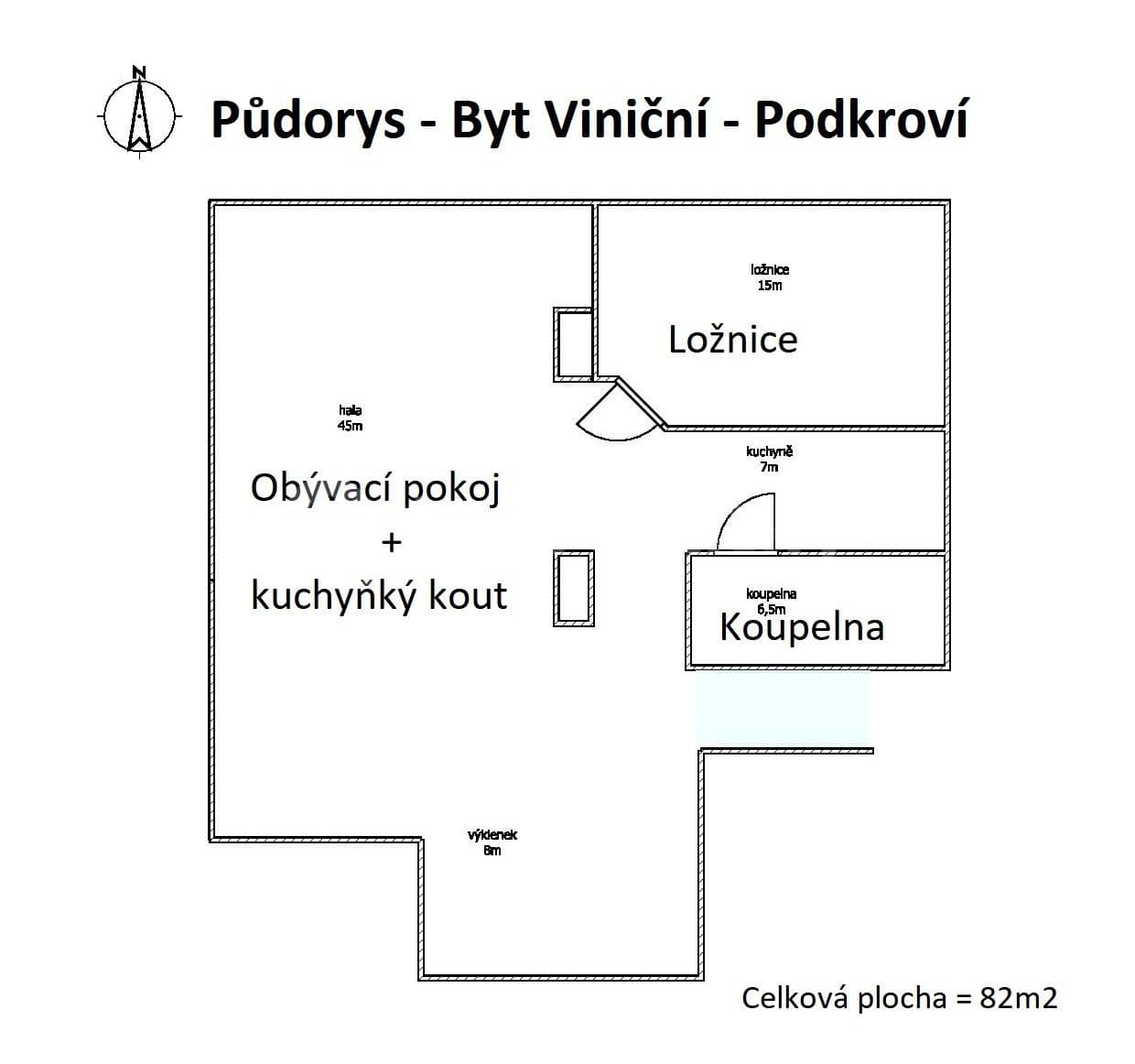 Pronájem bytu 2+kk 82 m², Viniční, Brno, Jihomoravský kraj
