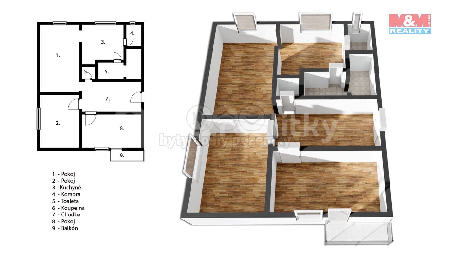 Prodej bytu 3+1 76 m², Sídliště 2, Sedlice, Jihočeský kraj