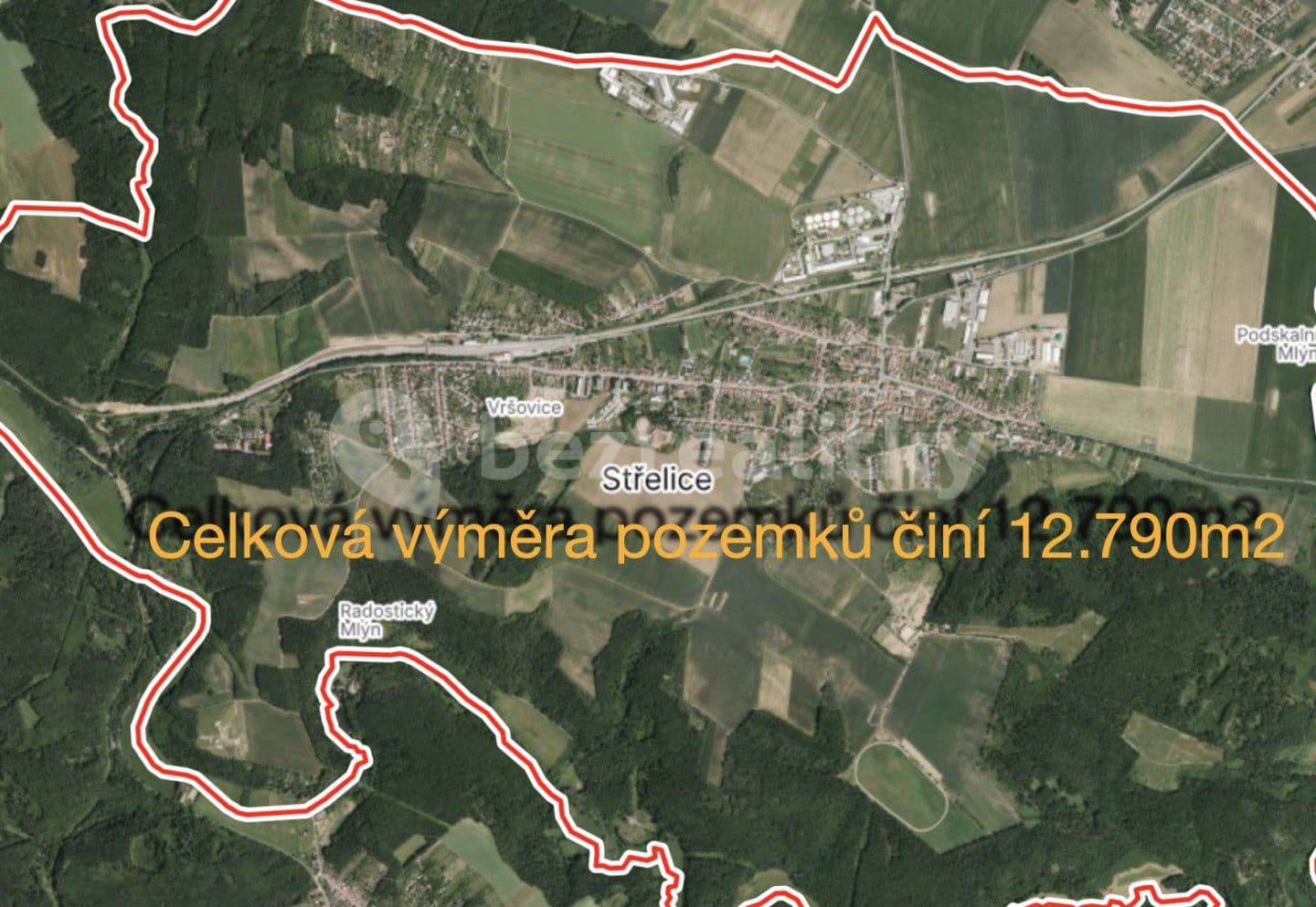 Prodej pozemku 12.790 m², Střelice, Jihomoravský kraj