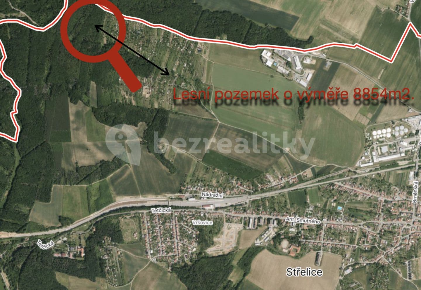 Prodej pozemku 8.854 m², Střelice, Jihomoravský kraj