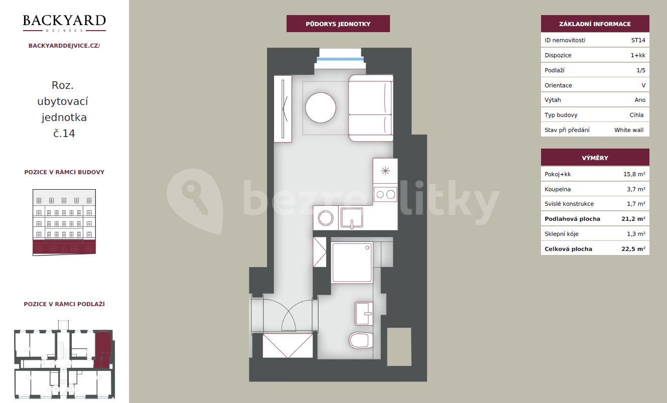 Pronájem bytu 1+kk 22 m², Studentská, Praha, Praha Pronájem bytu 1+kk 22 m², Studentská, Praha, Praha
