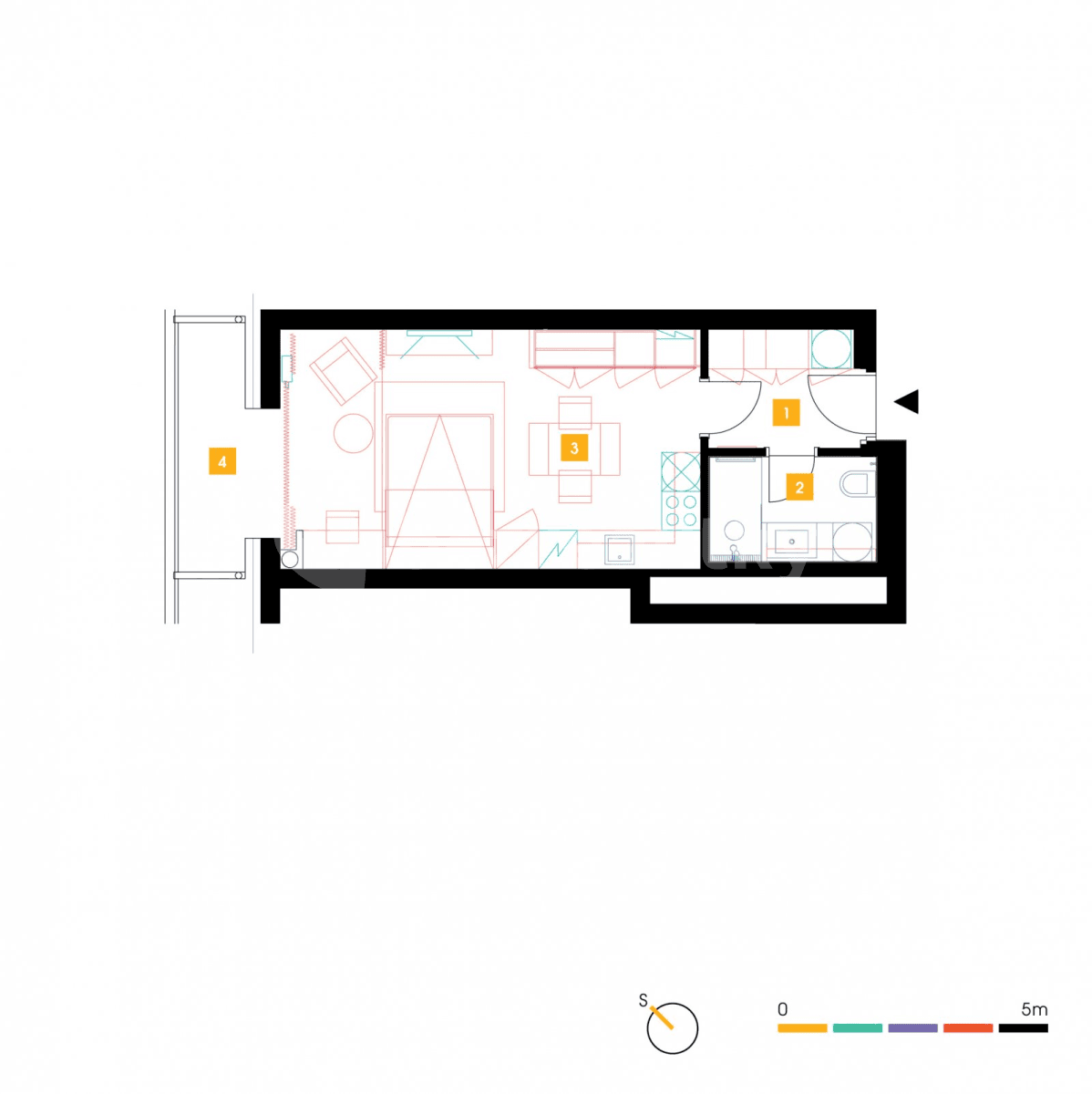Pronájem bytu 1+kk 34 m², Mukařovského, Praha, Praha Pronájem bytu 1+kk 34 m², Mukařovského, Praha, Praha