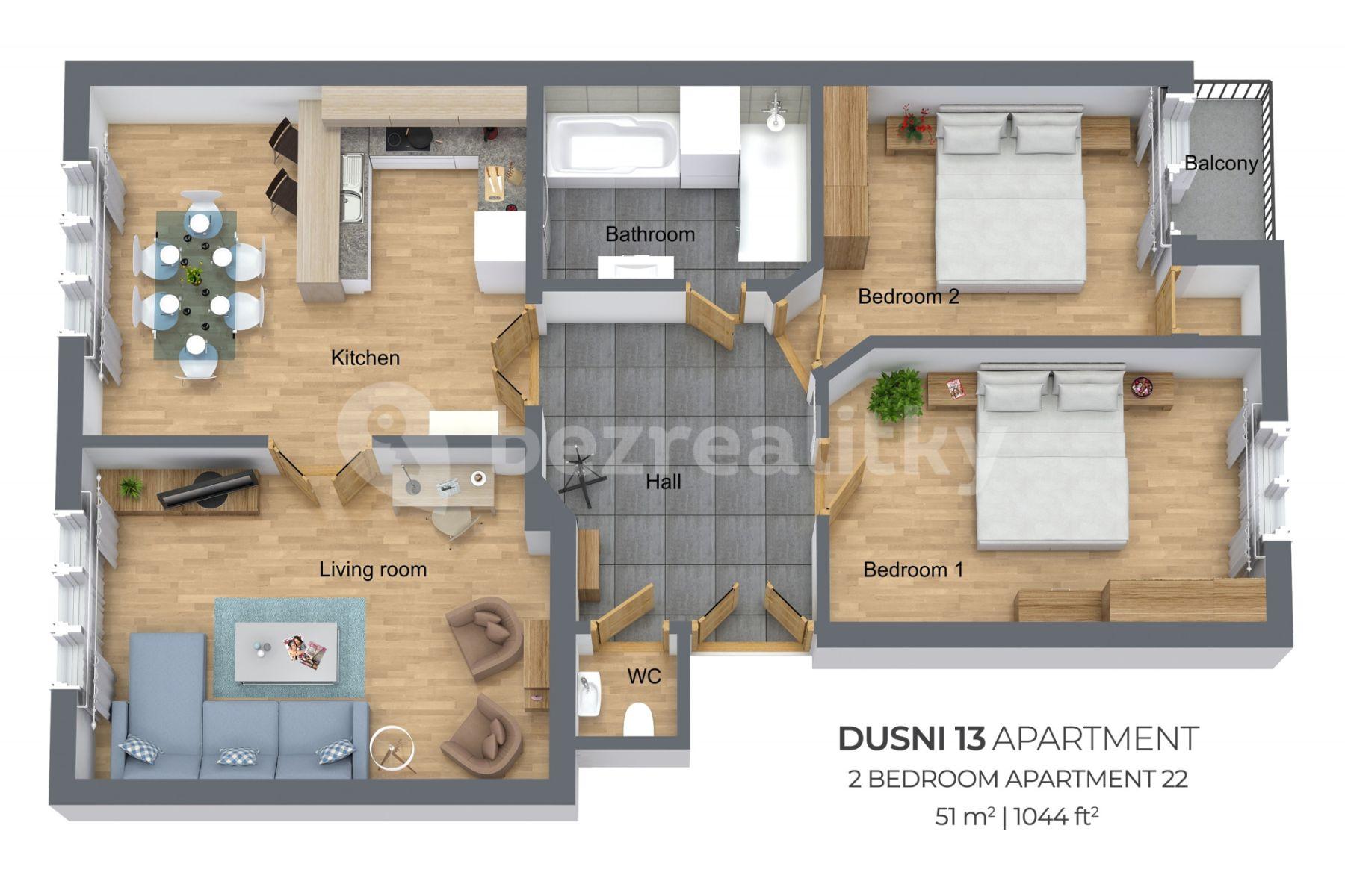 Pronájem bytu 3+1 97 m², Dušní, Praha, Praha