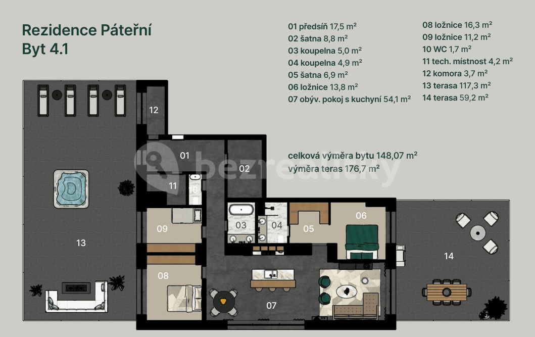 Prodej bytu 4+kk 148 m², Páteřní, Brno, Jihomoravský kraj