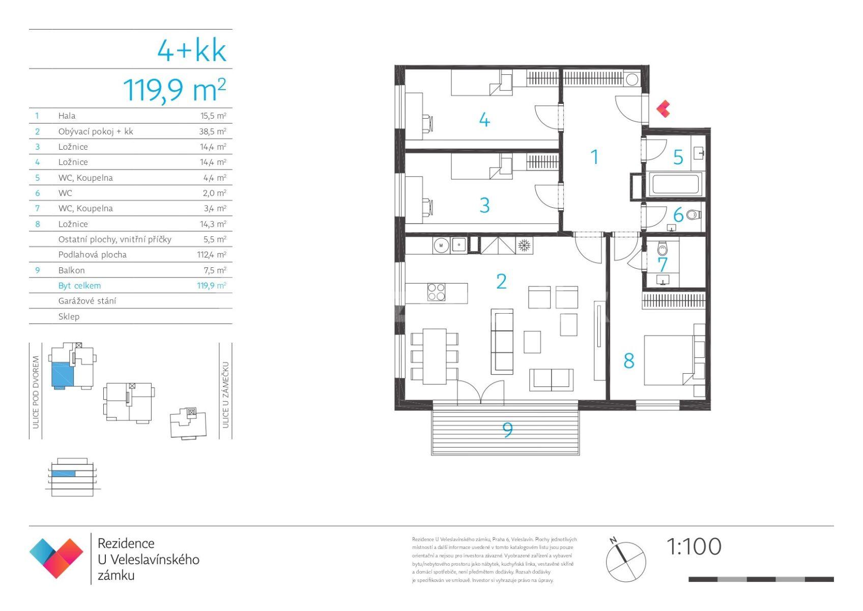 Prodej bytu 4+kk 120 m², Pod Dvorem, Praha, Praha