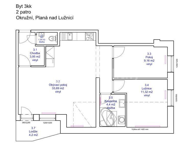 Pronájem bytu 3+kk 70 m², Okružní, Planá nad Lužnicí, Jihočeský kraj