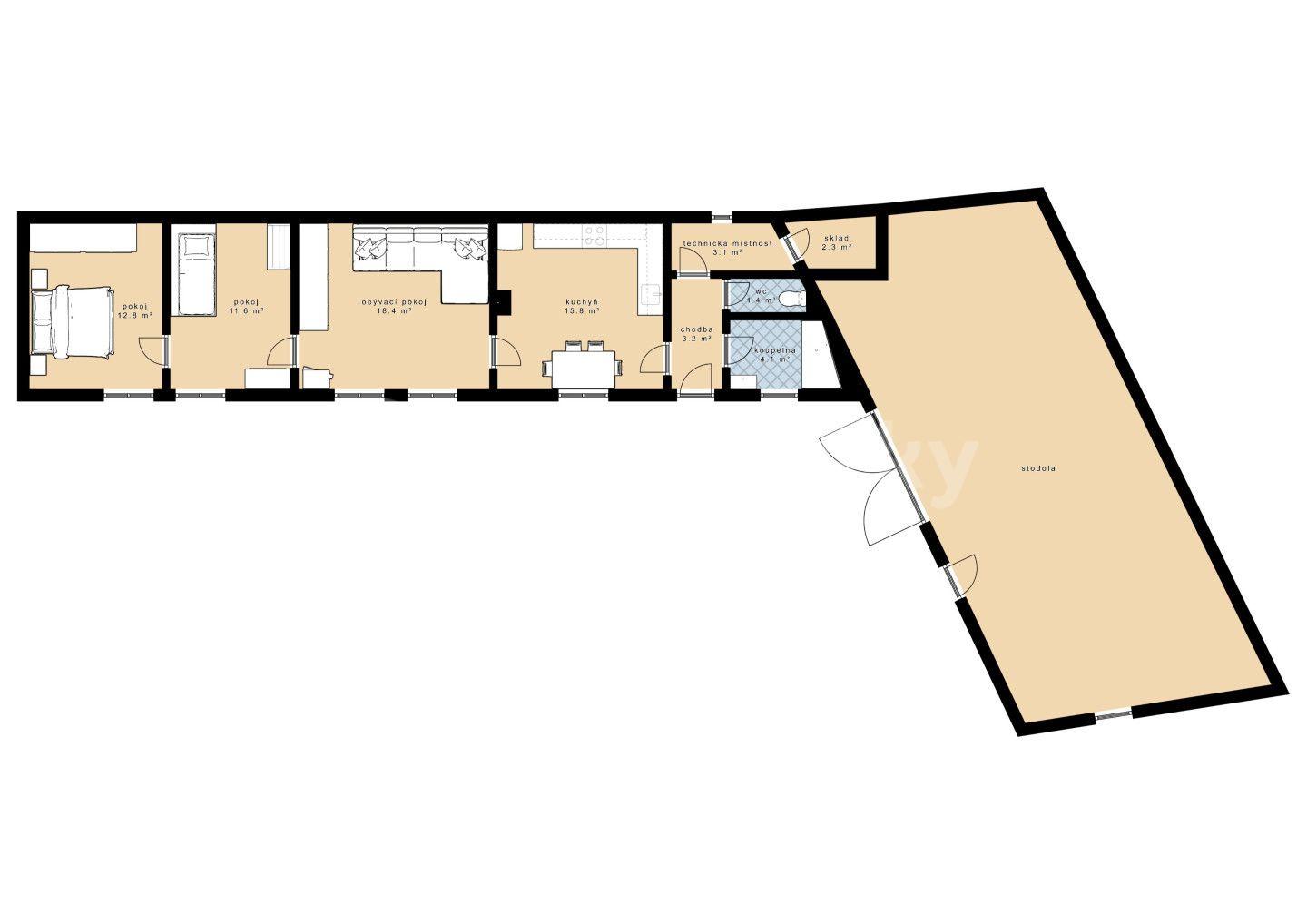 Prodej domu 101 m², pozemek 372 m², Střelské Hoštice, Jihočeský kraj