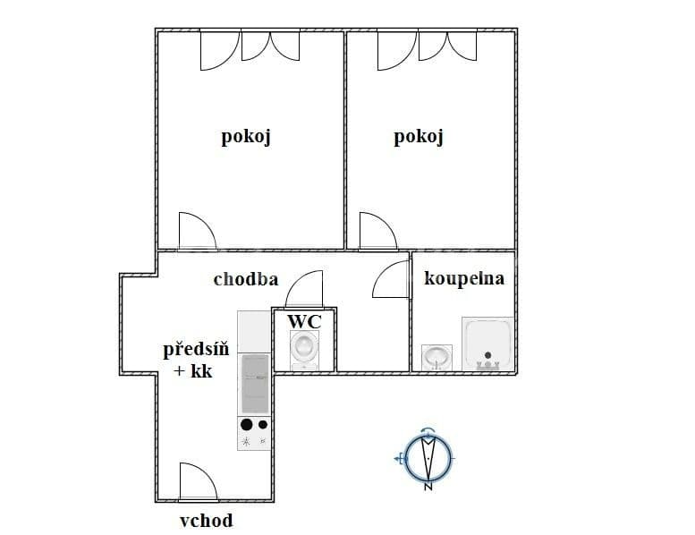 Pronájem bytu 3+kk 55 m², Za Poštou, Praha, Praha Pronájem bytu 3+kk 55 m², Za Poštou, Praha, Praha