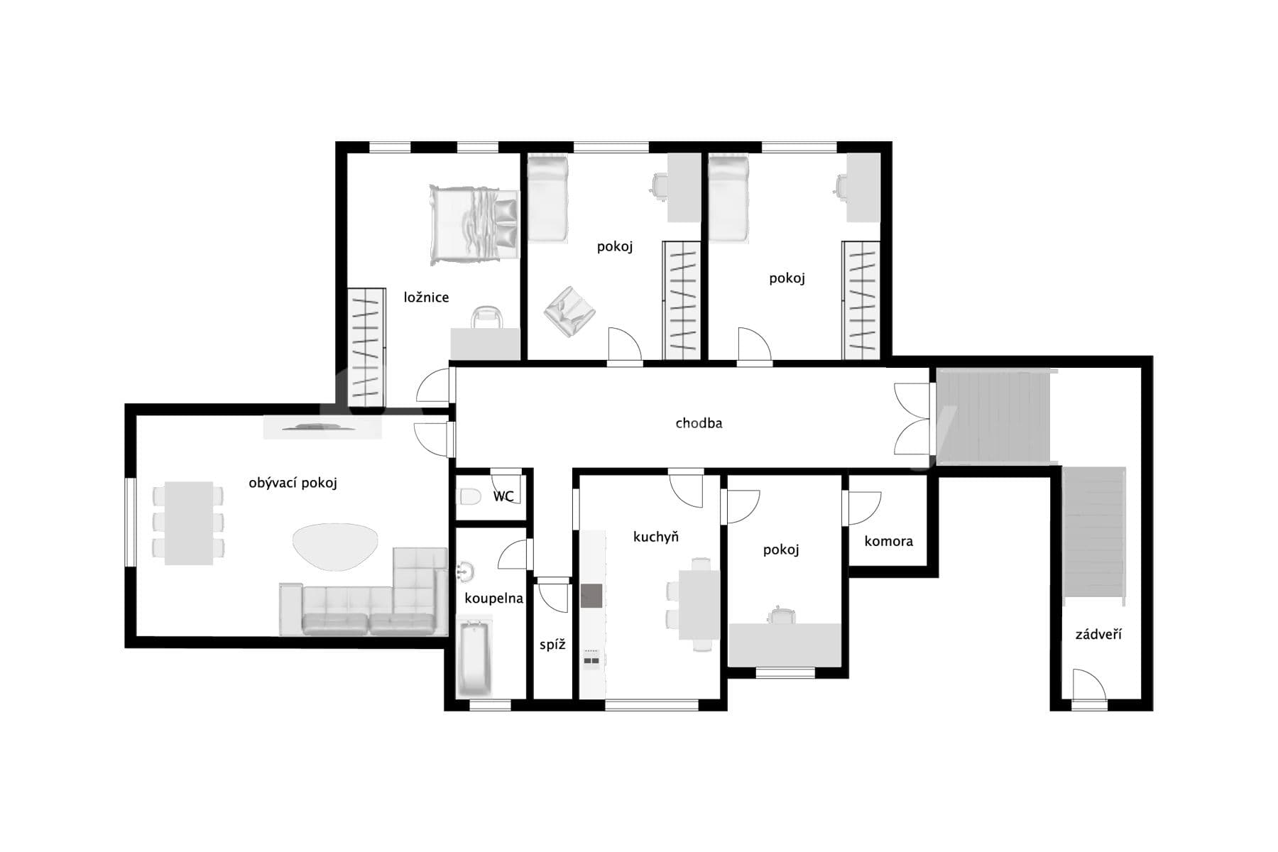 Prodej bytu 5+1 202 m², Jiráskovo nábřeží, Lázně Bělohrad, Královéhradecký kraj