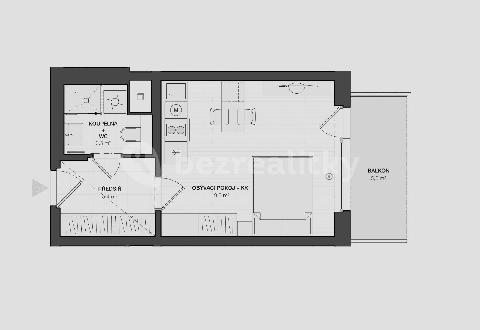 Pronájem bytu 1+kk 36 m², Kolbenova, Praha, Praha