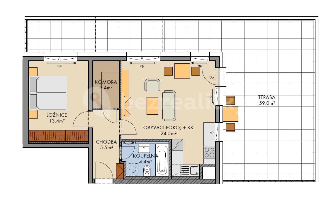 Pronájem bytu 2+kk 53 m², Pod Harfou, Praha, Praha Pronájem bytu 2+kk 53 m², Pod Harfou, Praha, Praha