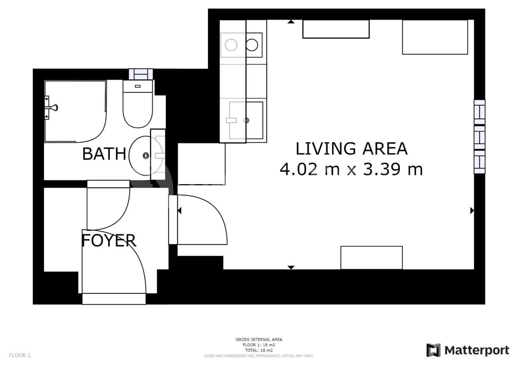 Pronájem bytu 1+kk 19 m², Pod Kynclovkou, Praha, Praha