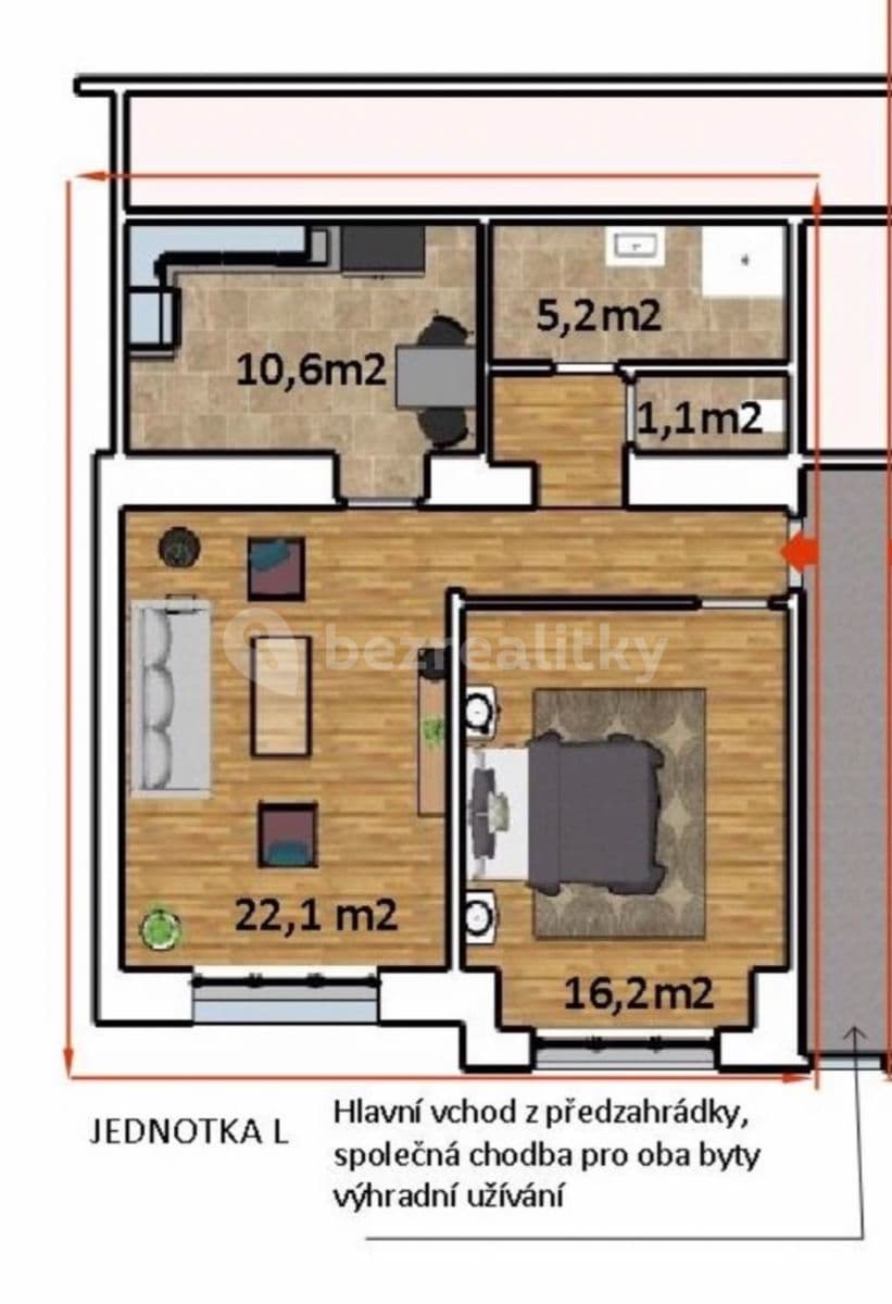 Pronájem bytu 2+1 56 m², U Družstva Život, Praha, Praha