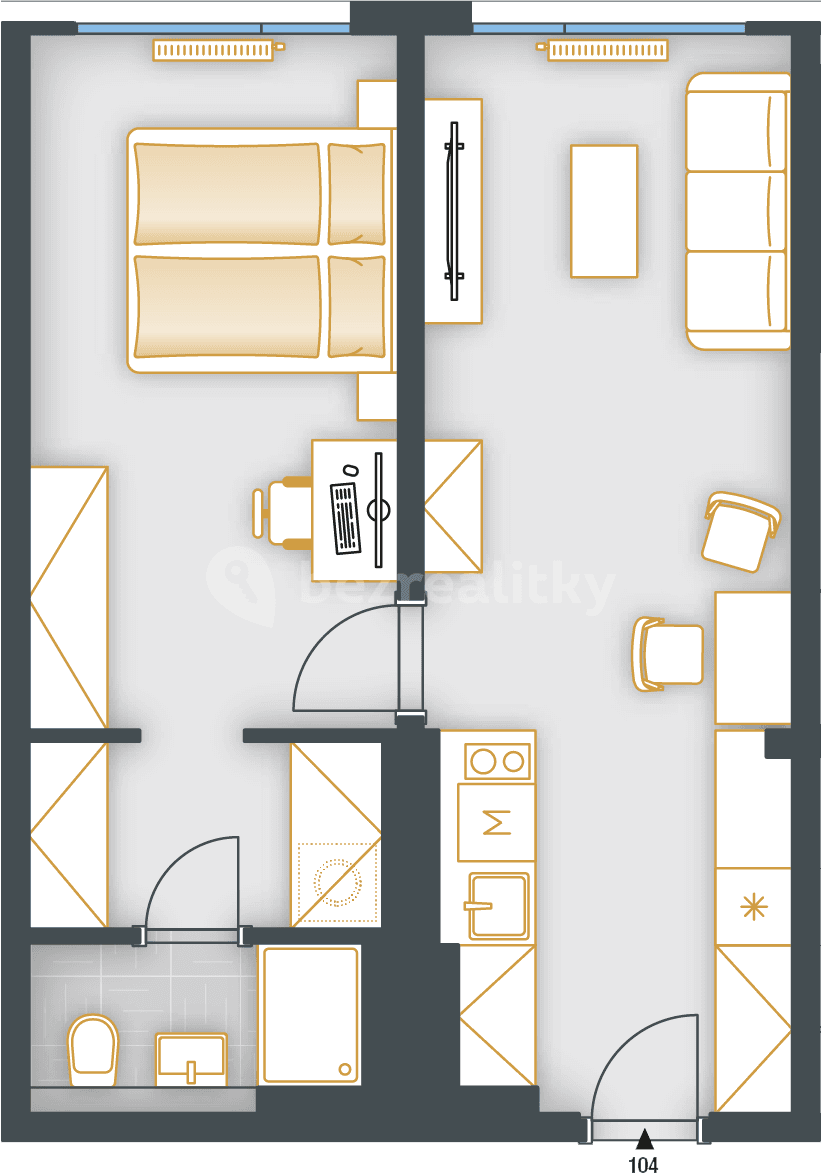 Pronájem bytu 2+kk 46 m², Čenětická, Praha, Praha Pronájem bytu 2+kk 46 m², Čenětická, Praha, Praha