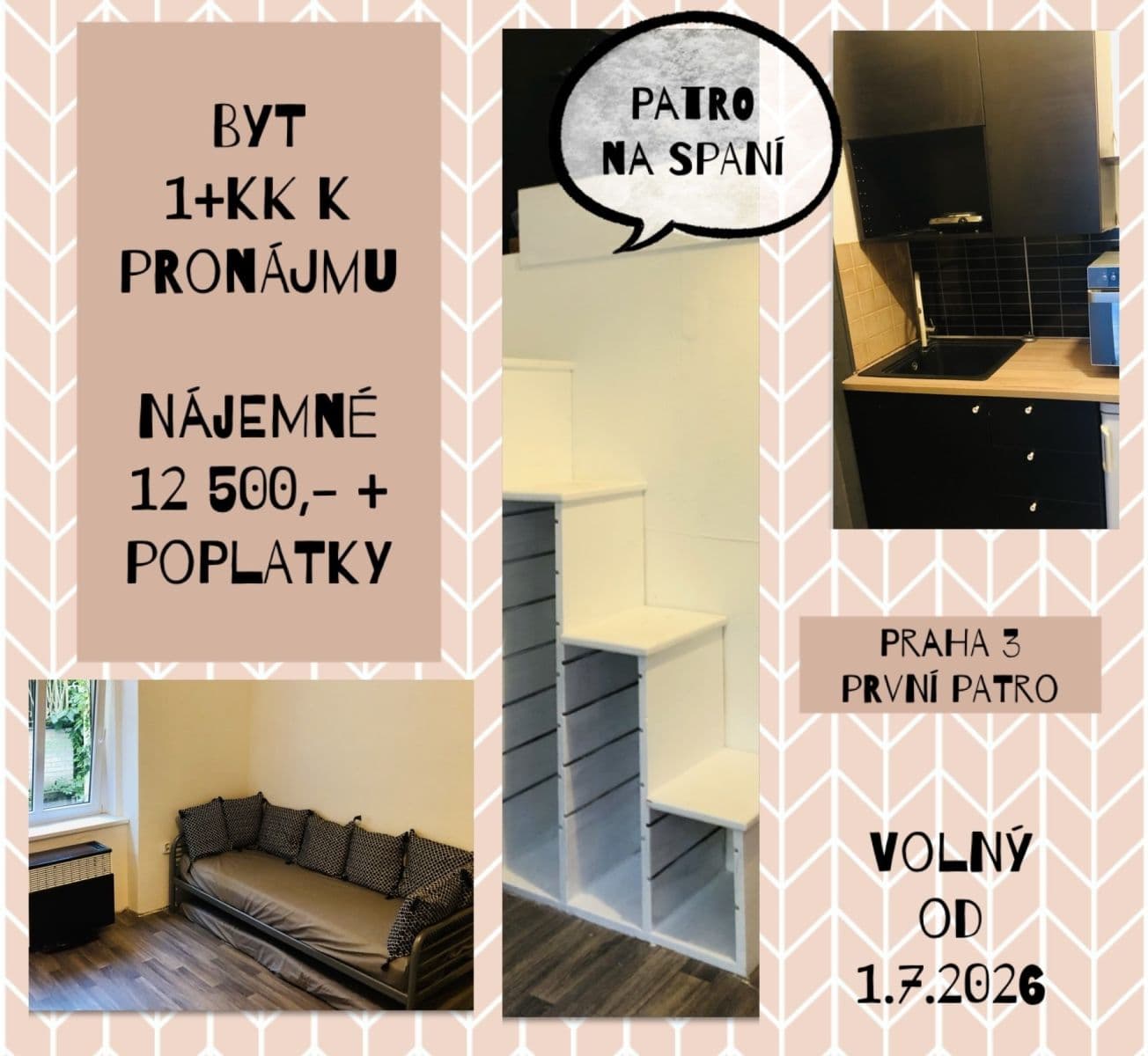 Pronájem bytu 1+kk 25 m², Bořivojova, Praha, Praha Pronájem bytu 1+kk 25 m², Bořivojova, Praha, Praha