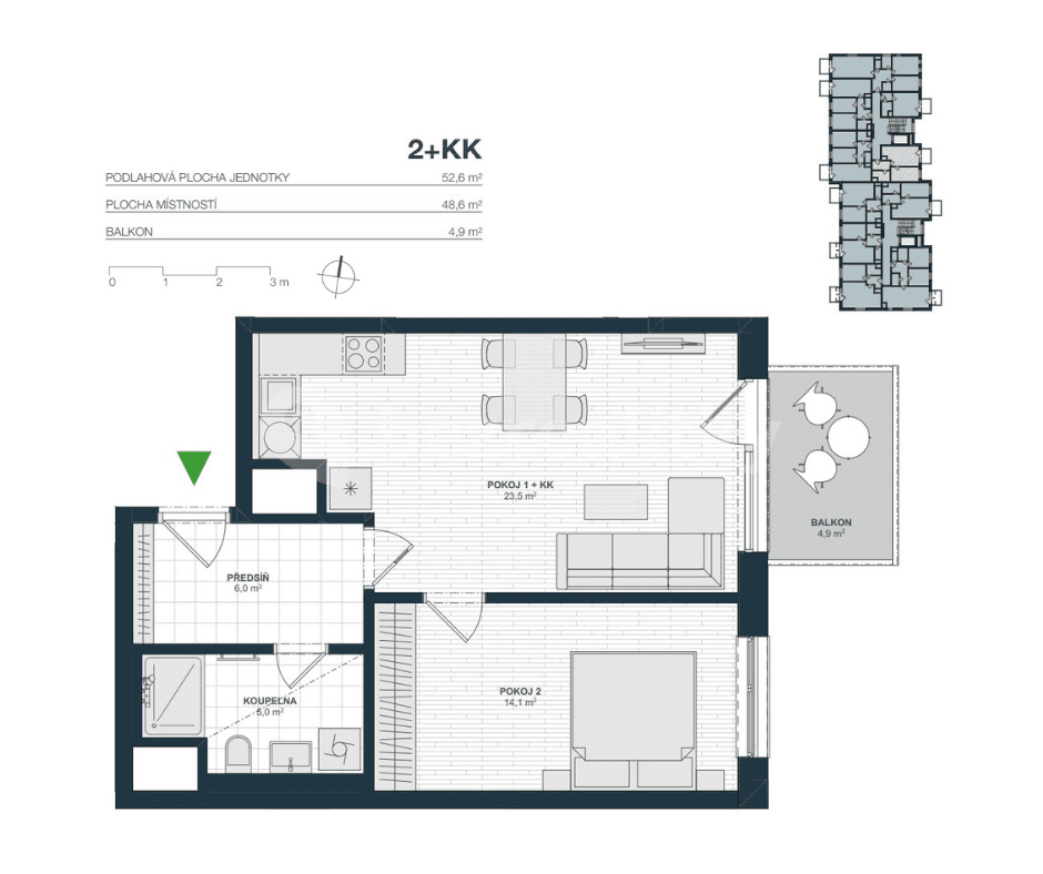 Pronájem bytu 2+kk 53 m², Nurmiho, Praha, Praha Pronájem bytu 2+kk 53 m², Nurmiho, Praha, Praha
