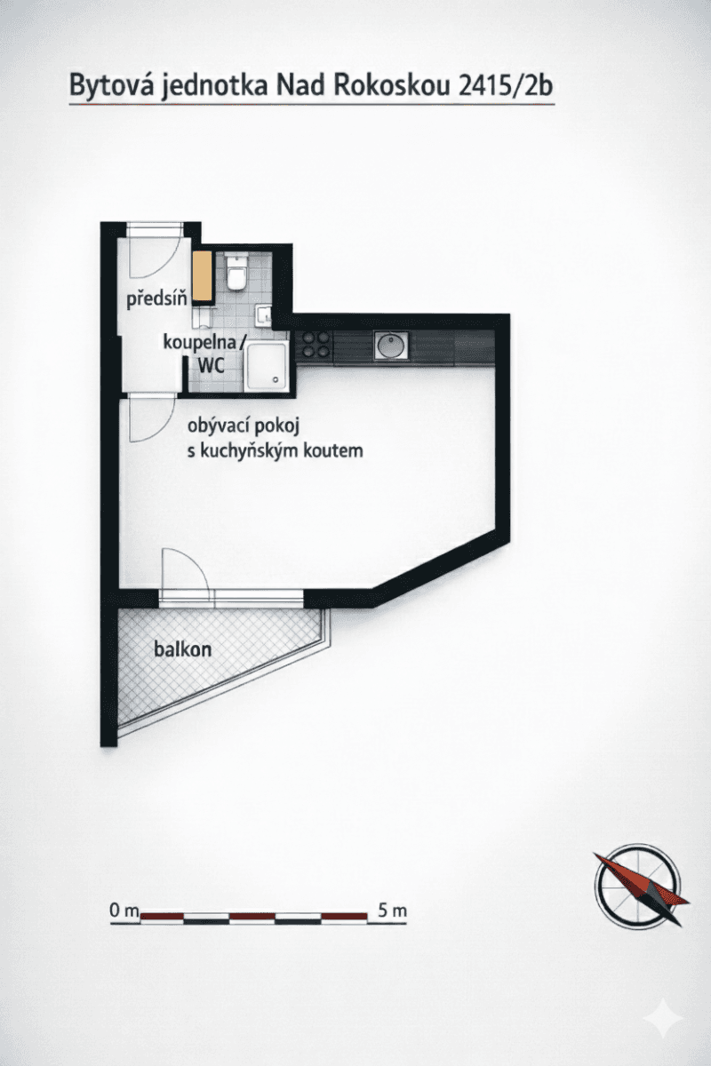 Pronájem bytu 1+kk 33 m², Nad Rokoskou, Praha, Praha Pronájem bytu 1+kk 33 m², Nad Rokoskou, Praha, Praha