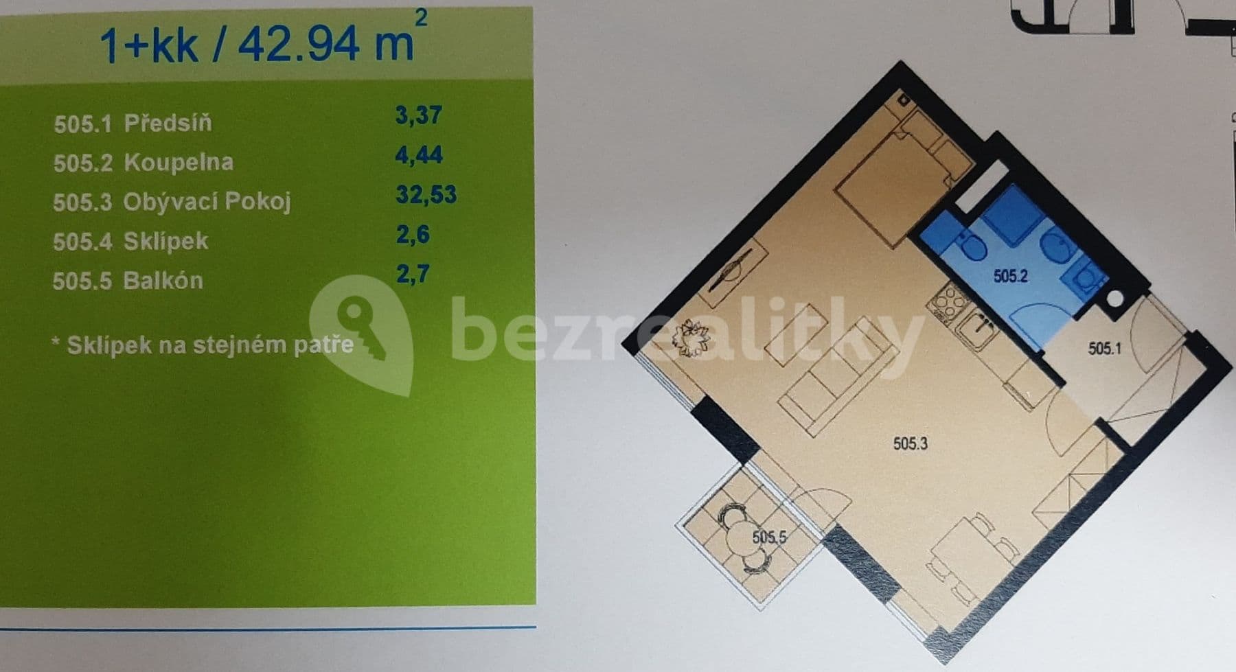 Pronájem bytu 1+kk 43 m², Pelušková, Praha, Praha Pronájem bytu 1+kk 43 m², Pelušková, Praha, Praha