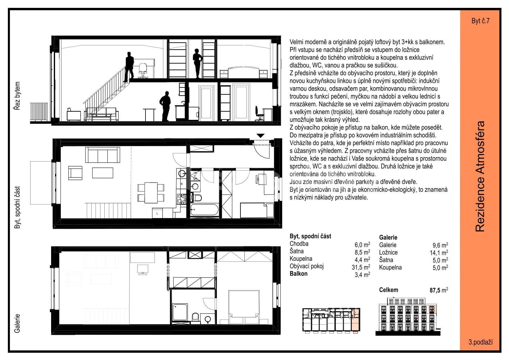 Pronájem bytu 3+kk 84 m², Ambrožova, Praha, Praha Pronájem bytu 3+kk 84 m², Ambrožova, Praha, Praha