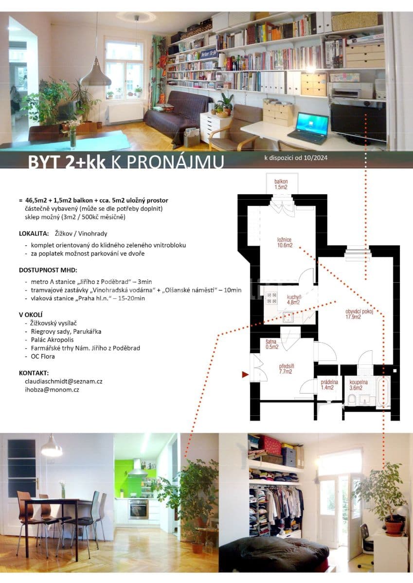 Pronájem bytu 2+kk 47 m², Fibichova, Praha, Praha Pronájem bytu 2+kk 47 m², Fibichova, Praha, Praha