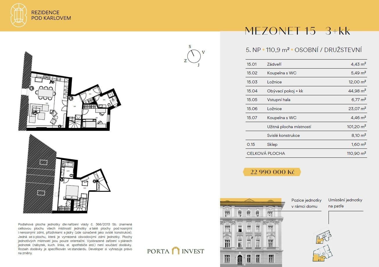 Prodej bytu 3+kk 109 m², Pod Karlovem, Praha, Praha Prodej bytu 3+kk 109 m², Pod Karlovem, Praha, Praha