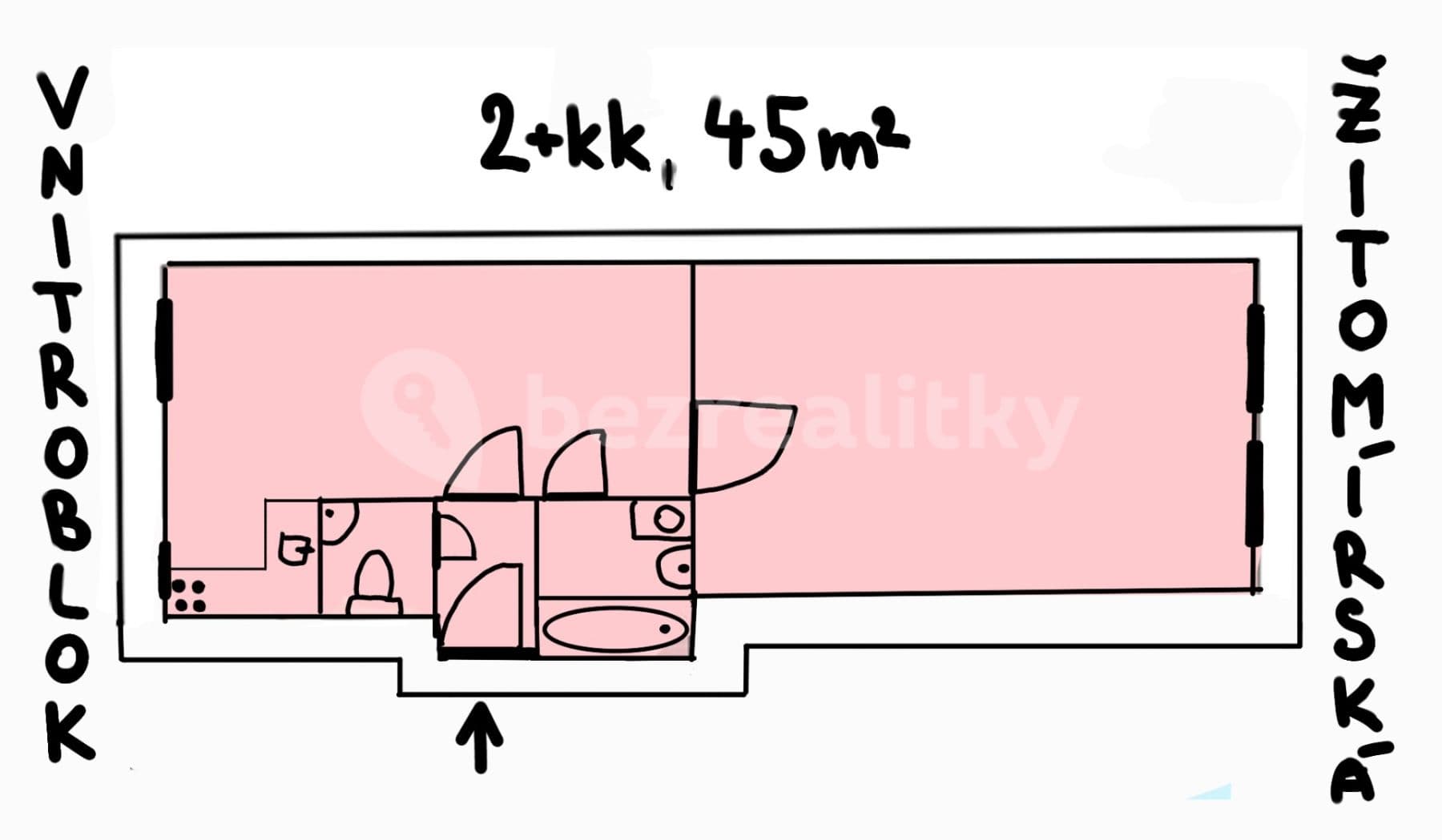 Pronájem bytu 2+kk 45 m², Žitomírská, Praha, Praha Pronájem bytu 2+kk 45 m², Žitomírská, Praha, Praha