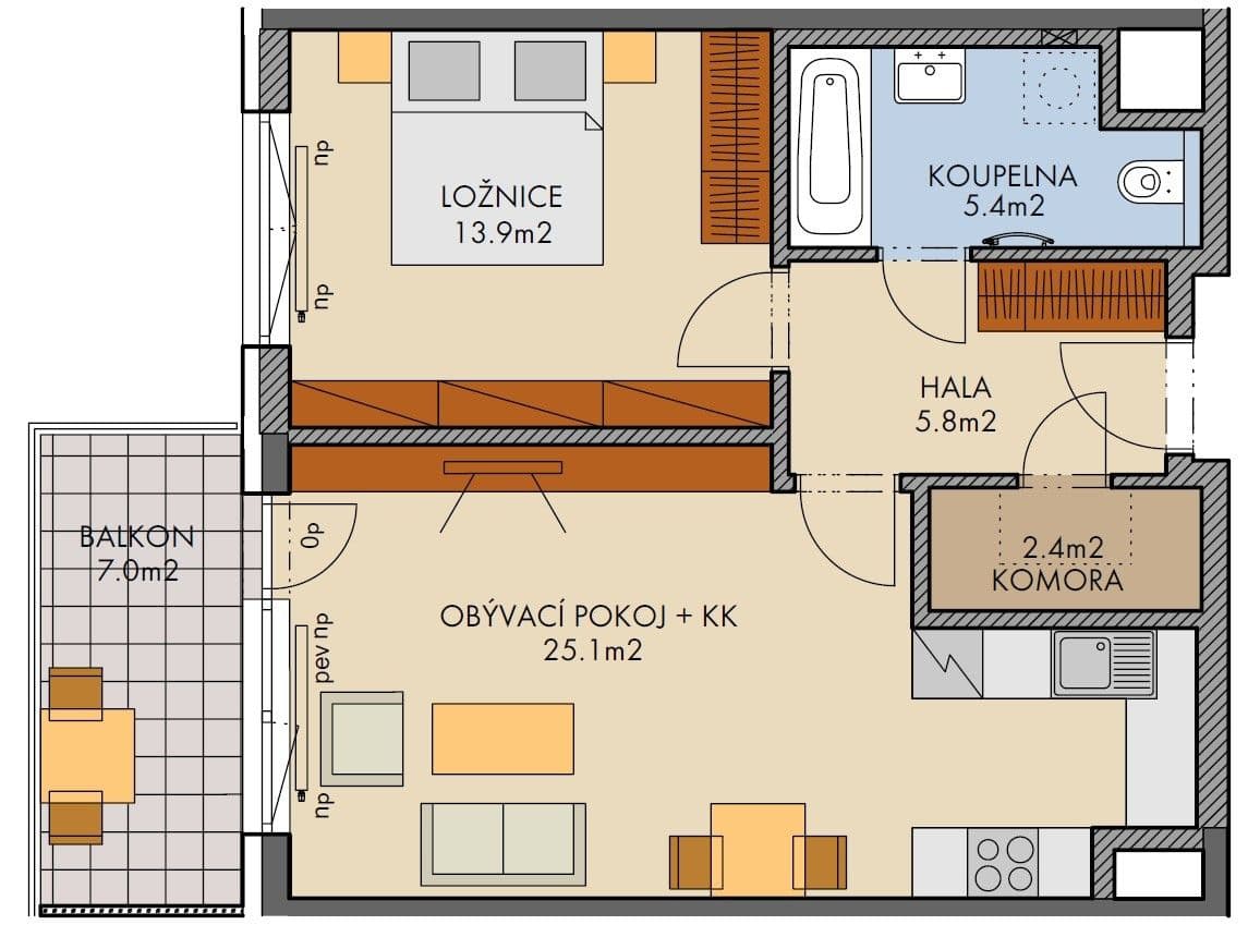 Pronájem bytu 2+kk 62 m², Kardausova, Praha, Praha Pronájem bytu 2+kk 62 m², Kardausova, Praha, Praha