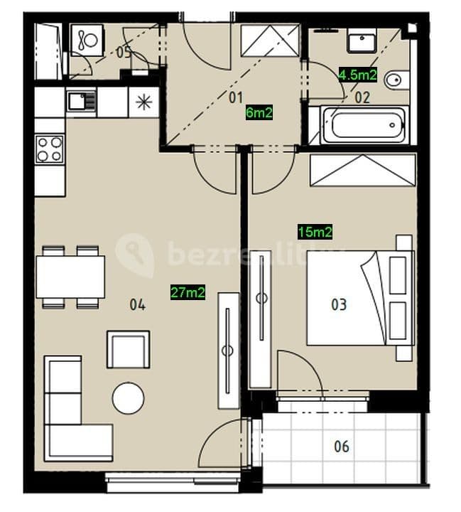 Pronájem bytu 2+kk 54 m², V Třešňovce, Praha, Praha Pronájem bytu 2+kk 54 m², V Třešňovce, Praha, Praha