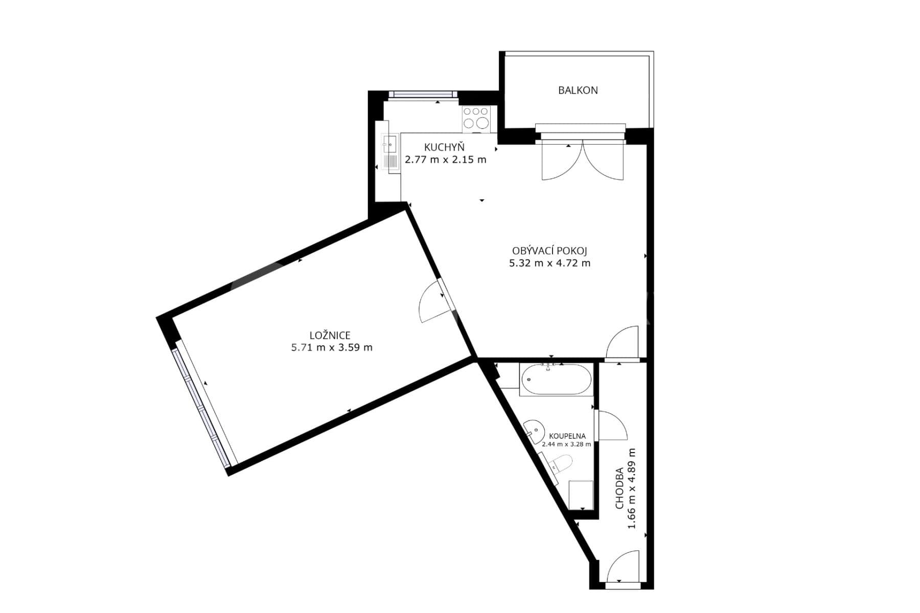 Pronájem bytu 2+kk 62 m², Voskovcova, Praha, Praha Pronájem bytu 2+kk 62 m², Voskovcova, Praha, Praha