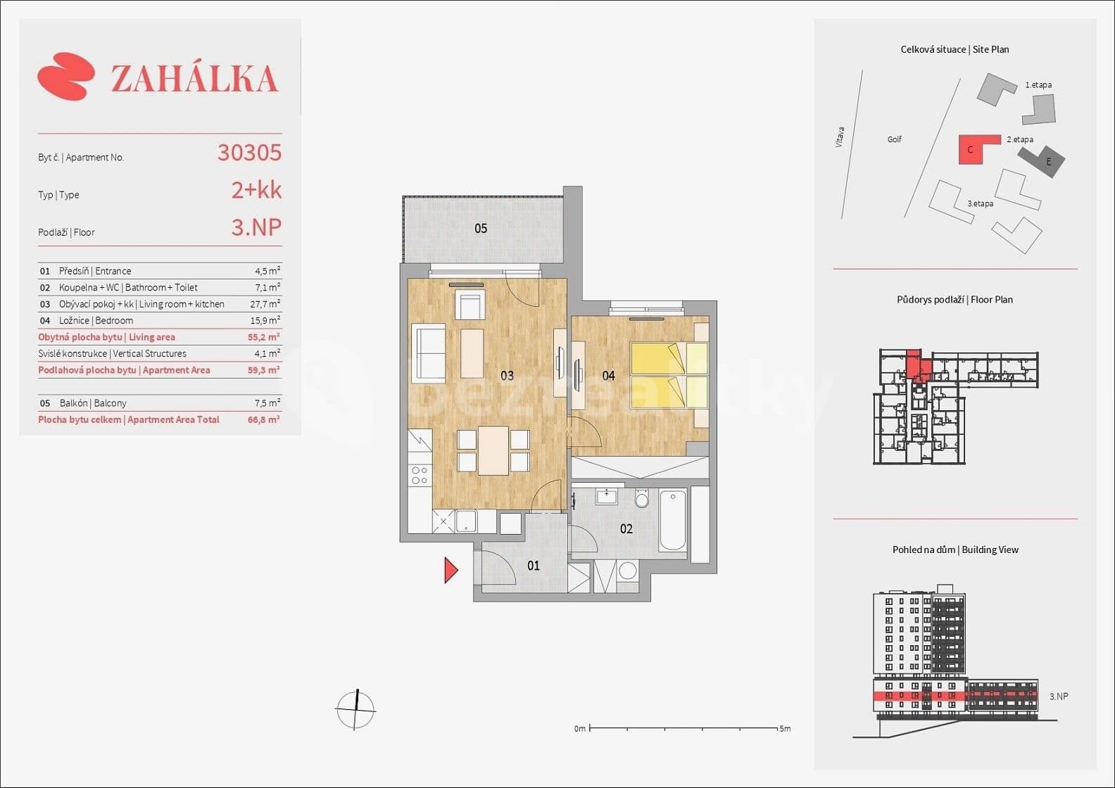 Pronájem bytu 2+kk 66 m², Mezi Vodami, Praha, Praha Pronájem bytu 2+kk 66 m², Mezi Vodami, Praha, Praha