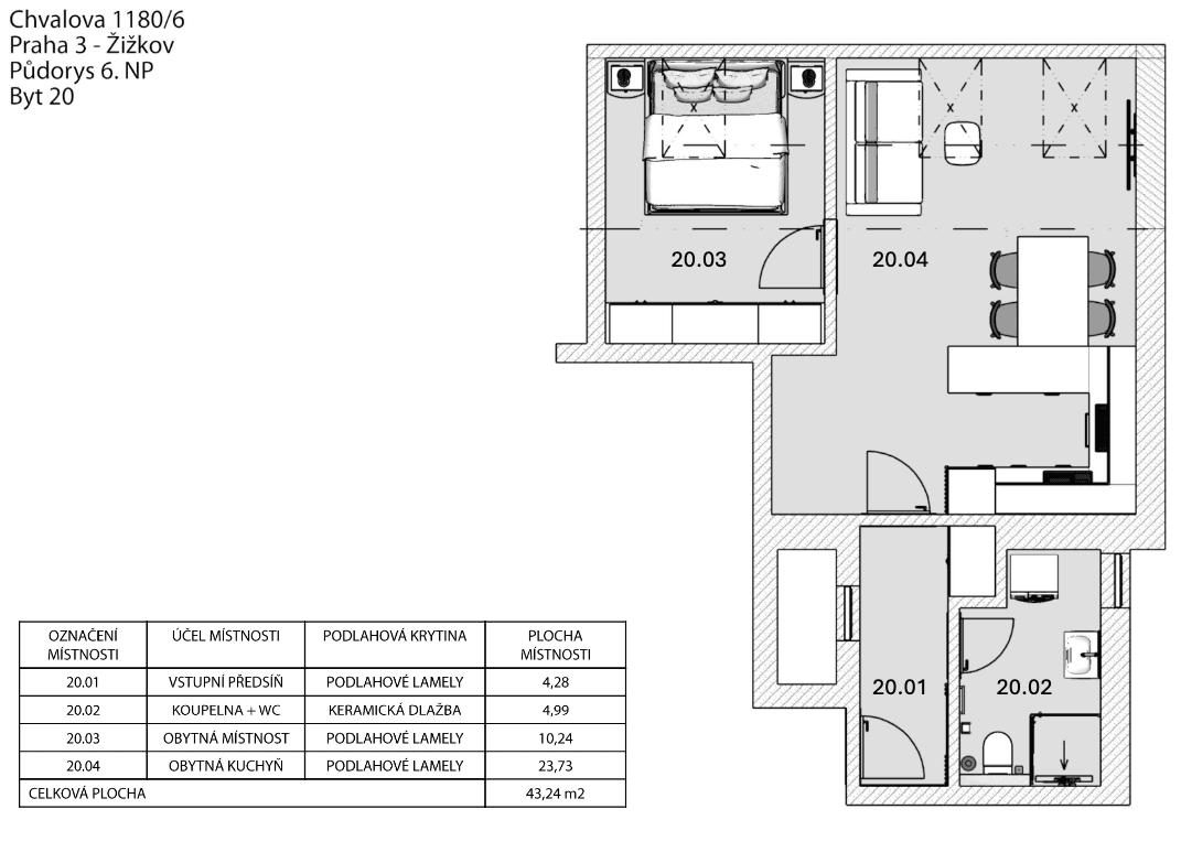 Pronájem bytu 2+kk 45 m², Chvalova, Praha, Praha Pronájem bytu 2+kk 45 m², Chvalova, Praha, Praha