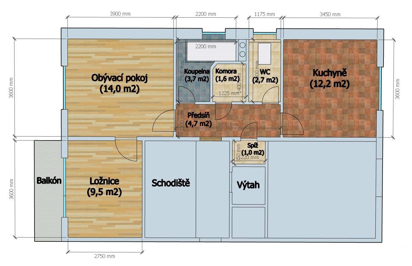 Pronájem bytu 2+1 51 m², Křídlovická, Brno, Jihomoravský kraj Pronájem bytu 2+1 51 m², Křídlovická, Brno, Jihomoravský kraj